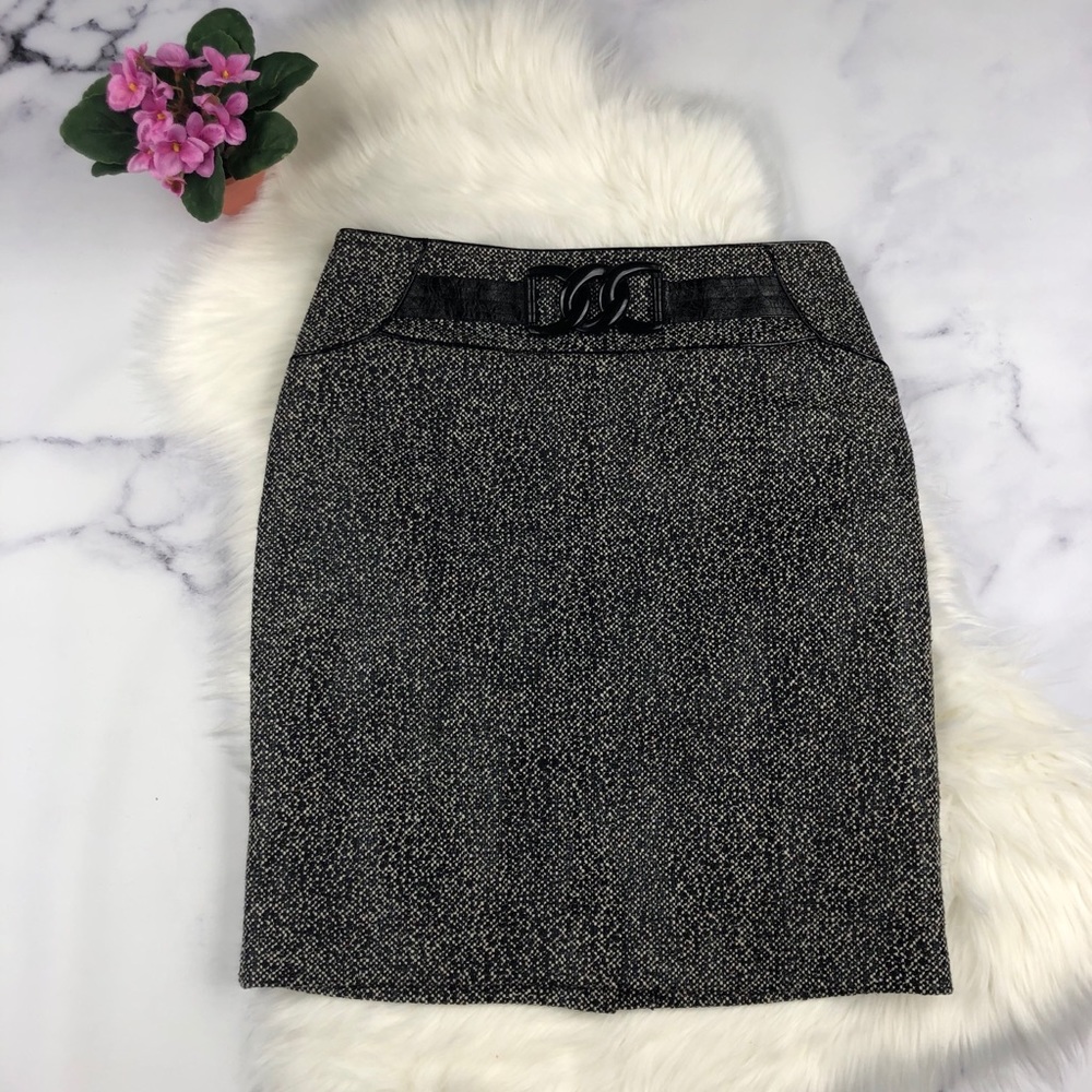 Joseph Ribkoff black and white tweed belted skirt